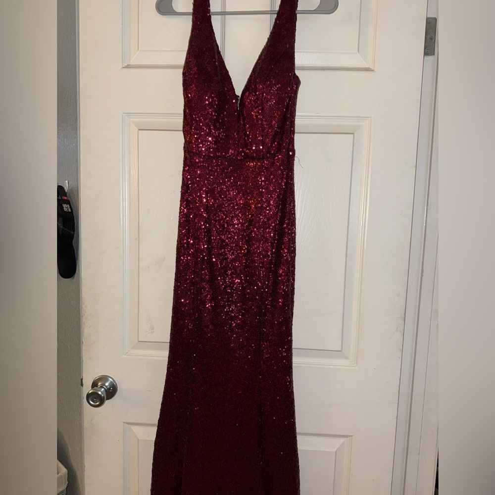 Burgundy Sequins Dress
